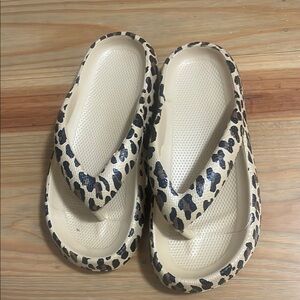 Leopard Print Flip Flops